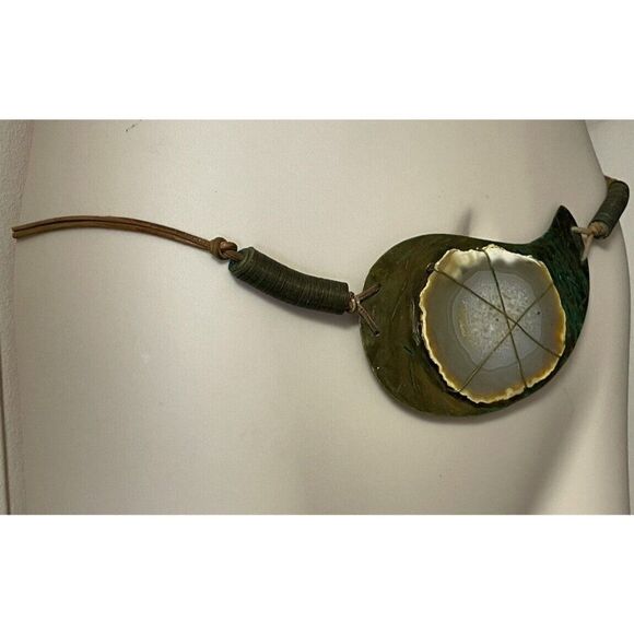 Statement Artisan Hand Made Boho Hippie Brutalist Metal Agate Belt OOAK main image 14
